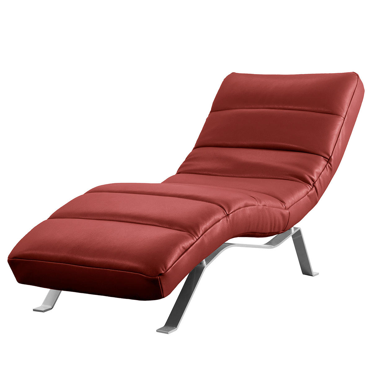 RELAXLIEGE in Echtleder Rot  - Silberfarben/Rot, Design, Leder/Metall (65/65-95/171cm) - Livetastic