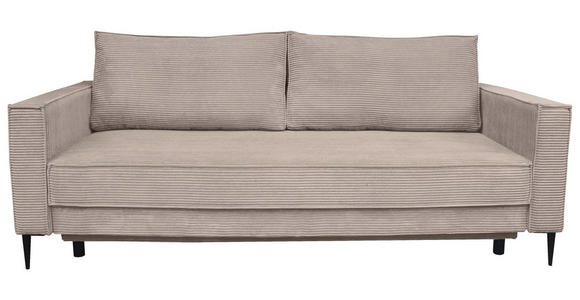 SCHLAFSOFA Cord Taupe  - Taupe/Schwarz, KONVENTIONELL, Textil/Metall (222/93/98cm) - Carryhome