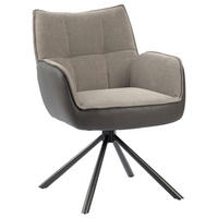 ARMLEHNSTUHL  Sitzfläche 180° drehbar Webstoff  Grau, Schwarz  - Schwarz/Grau, MODERN, Textil/Metall (60ml) - MID.YOU