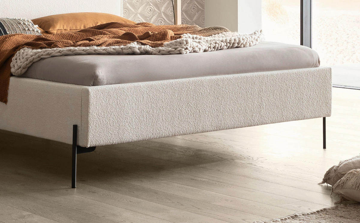POLSTERBETT Weiß 180/200 cm  - Anthrazit/Weiß, Design, Textil/Metall (180/200cm) - Hasena
