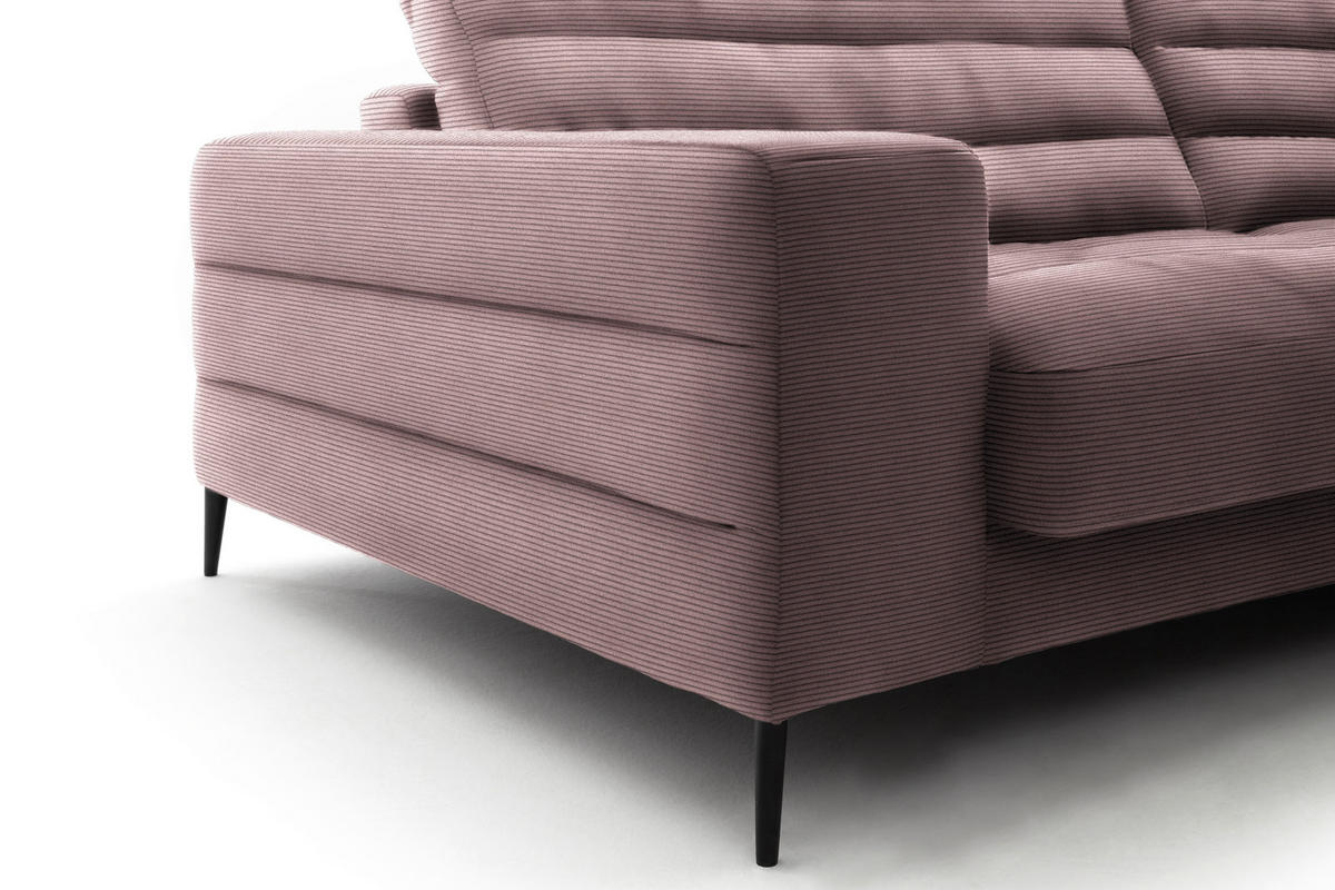 ECKSOFA in Cord Altrosa  - Schwarz/Altrosa, Design, Textil/Metall (296/207cm) - Dieter Knoll