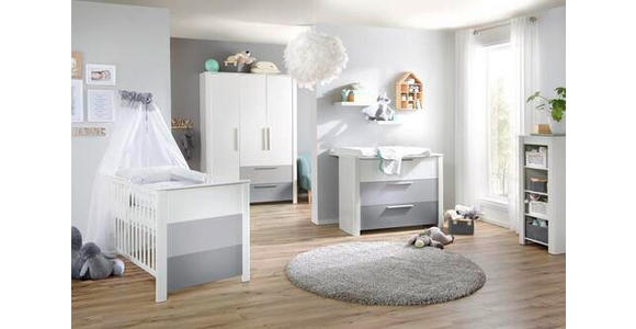BABYKLEIDERSCHRANK Amy Grau, Weiß, Hellgrau - Dunkelgrau/Silberfarben, Trend, Holzwerkstoff/Metall (137/200/53cm) - My Baby Lou