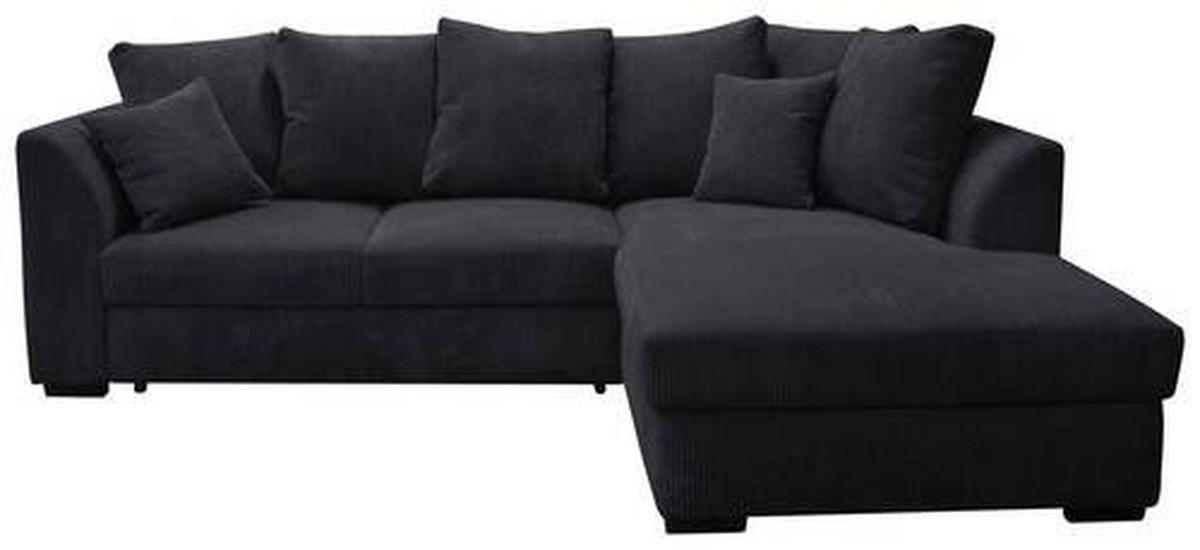 ECKSOFA in Cord Schwarz  - Schwarz, Design, Kunststoff/Textil (259/174cm) - Cantus