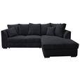 ECKSOFA in Cord Schwarz  - Schwarz, Design, Kunststoff/Textil (259/174cm) - Cantus