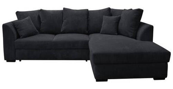 ECKSOFA in Cord Schwarz  - Schwarz, Design, Kunststoff/Textil (259/174cm) - Cantus