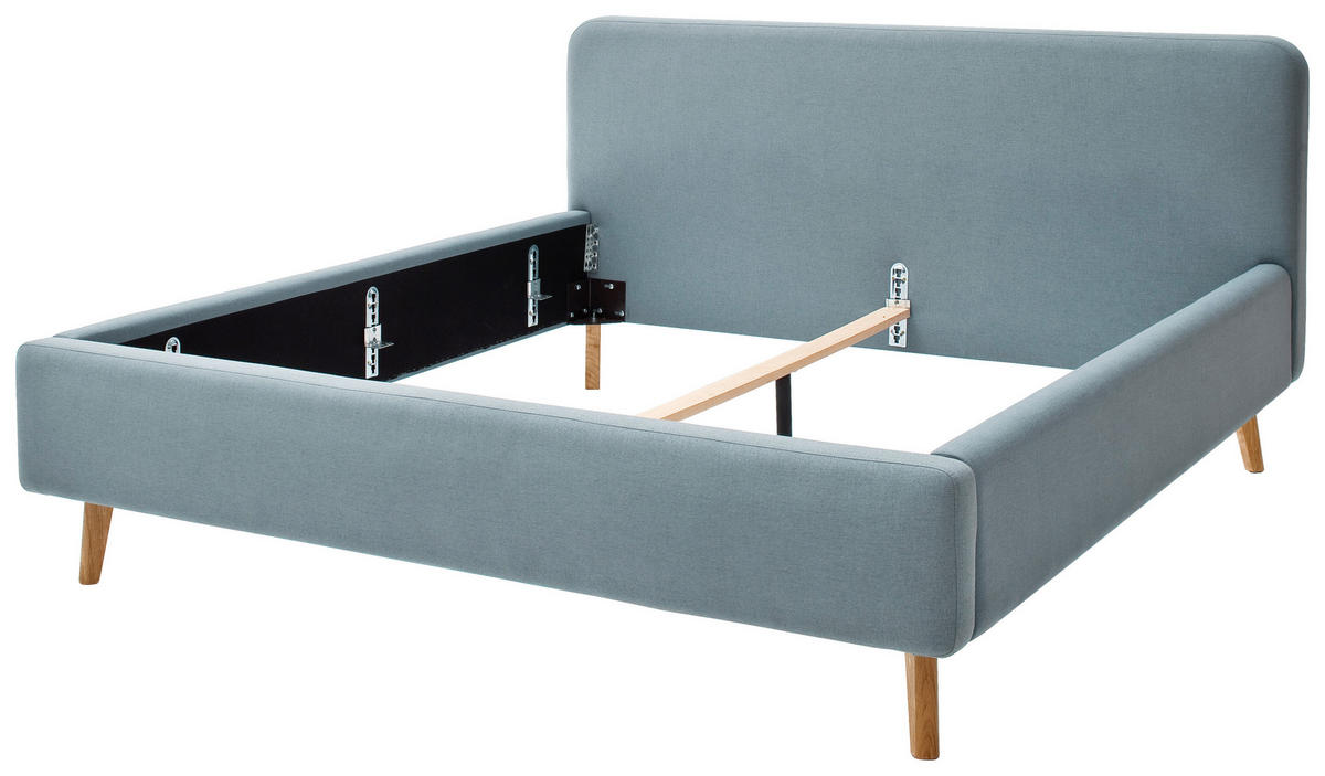 POLSTERBETT 140/200 cm,  in Hellblau,  - Eichefarben/Hellblau, Design, Holz/Textil (140/200cm) - Livetastic