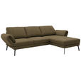 ECKSOFA  in Flachgewebe Khaki  255-365/175-224 cm  - Khaki/Schwarz, Design, Textil/Metall (255-365/175-224cm) - Dieter Knoll