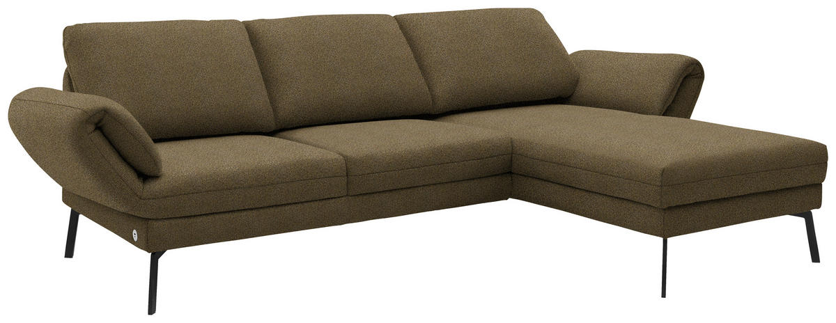ECKSOFA  in Flachgewebe Khaki  255-365/175-224 cm  - Khaki/Schwarz, Design, Textil/Metall (255-365/175-224cm) - Dieter Knoll