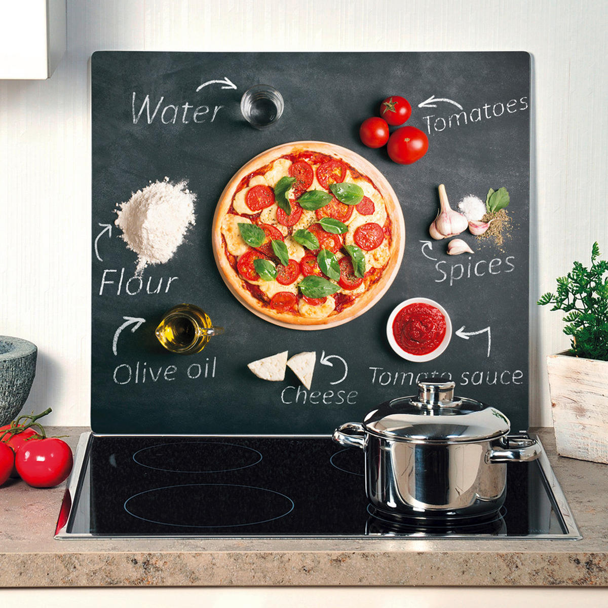 HERDABDECKPLATTE 3659813  - Multicolor/Schwarz, Basics, Glas (56/50/1,4cm) - Kesper