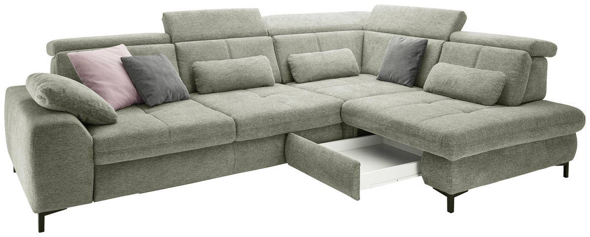 Freisteller von SetOne by Musterring ECKSOFA Grün Webstoff.