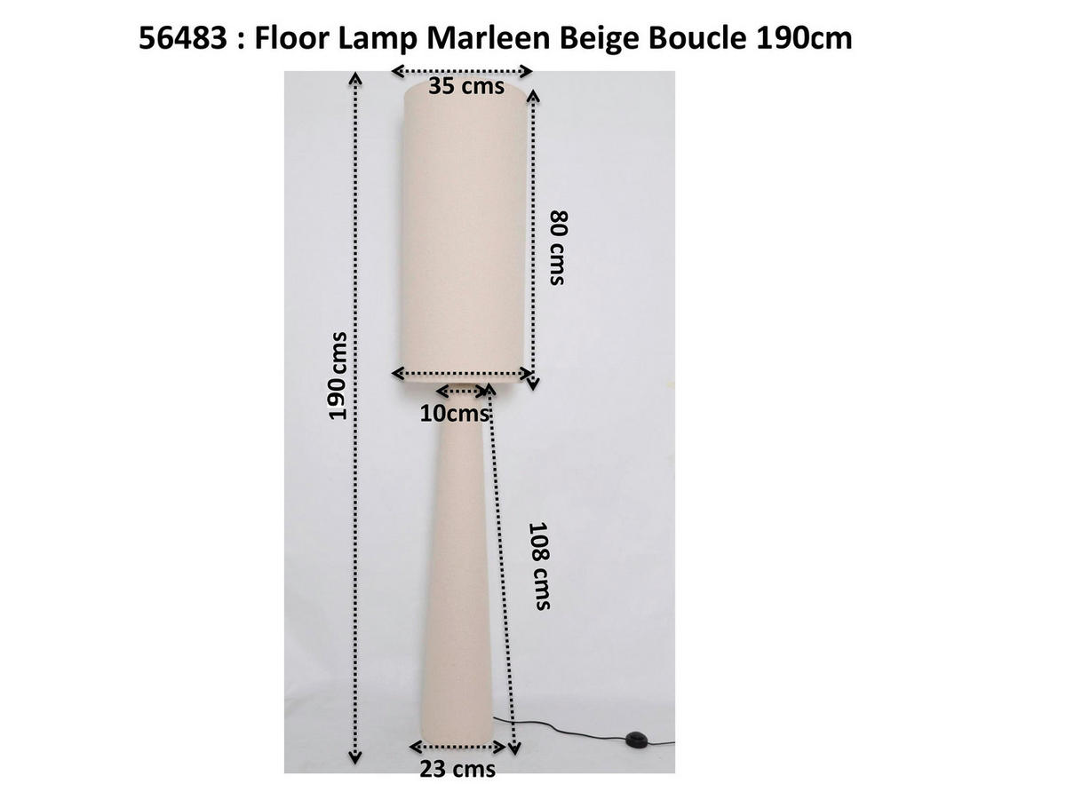 STEHLEUCHTE  35/190/35 cm   - Messingfarben/Creme, Design, Textil/Metall (35/190/35cm) - Kare-Design