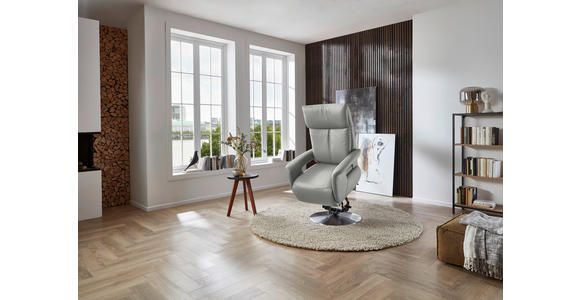 RELAXSESSEL in Leder Silberfarben - Edelstahlfarben/Silberfarben, Design, Leder/Metall (78/112/85cm) - Cantus
