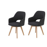 SESSELSET in Webstoff, Mikrofaser Anthrazit  - Anthrazit/Buchefarben, MODERN, Holz/Textil (57/88/61cm) - P & B