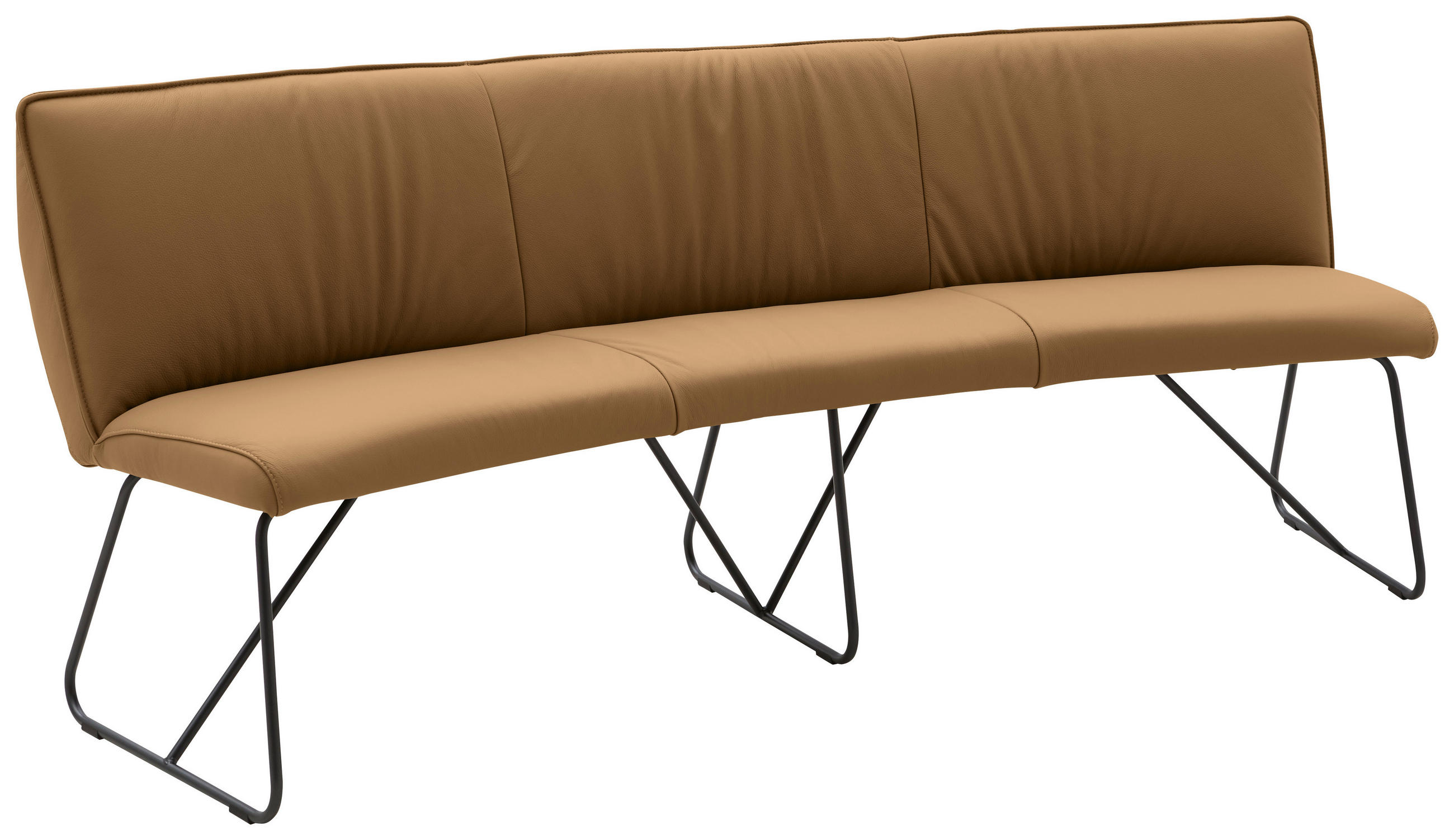 SITZBANK 212/88/81 cm Echtleder Hellbraun Metall  - Hellbraun/Anthrazit, Design, Leder/Metall (212/88/81cm) - Valnatura
