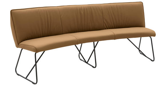 SITZBANK 212/88/81 cm Echtleder Hellbraun Metall - Hellbraun/Anthrazit, Design, Leder/Metall (212/88/81cm) - Valnatura