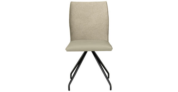 STUHL  ,  , Webstoff, Mikrofaser  ,  - Creme/Schwarz, Design, Textil/Metall (49/91/60cm) - Moderano