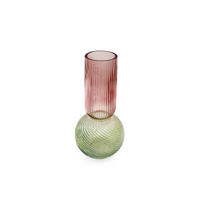 VÁZA, sklo, 30 cm - pink/zelená, Basics, sklo (15/15/30cm)