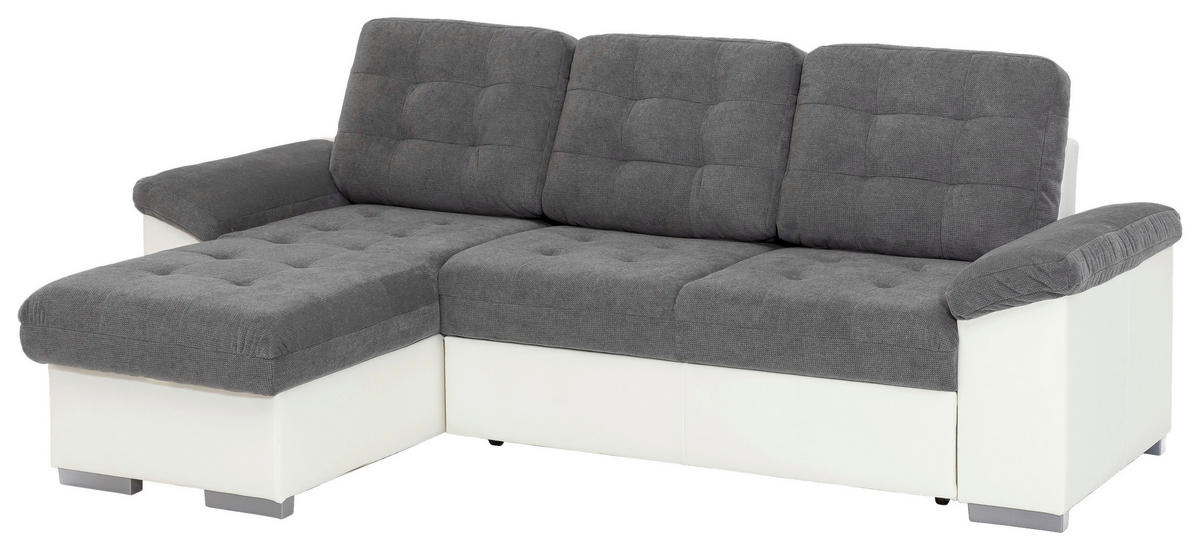 ECKSCHLAFSOFA in Mikrofaser Creme, Dunkelgrau  - Dunkelgrau/Creme, Modern, Kunststoff/Textil (148/232cm) - MID.YOU