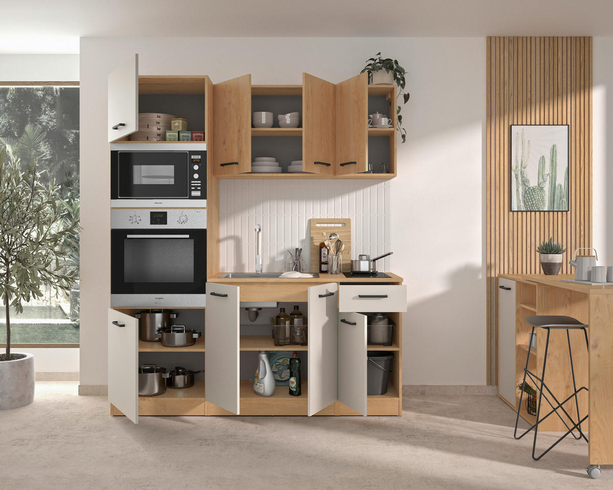 KÜCHENLEERBLOCK   in Beige, Beigebraun  - Beige/Beigebraun, Trend, Holzwerkstoff/Metall (180/211/60cm) - MID.YOU