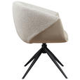 ARMLEHNSTUHL  automatische Rückholfunktion, Sitzfläche 360° drehbar Webstoff Echtleder  - Beige/Schwarz, Design, Leder/Textil (63,5/82.5/63cm) - Novel