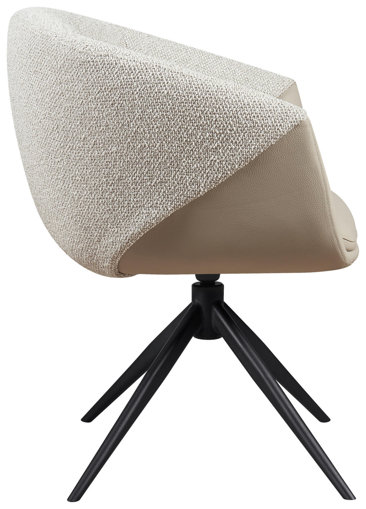 ARMLEHNSTUHL  Sitzfläche 360° drehbar, automatische Rückholfunktion Webstoff Echtleder  - Beige/Schwarz, Design, Leder/Textil (63,5/82.5/63cm) - Novel