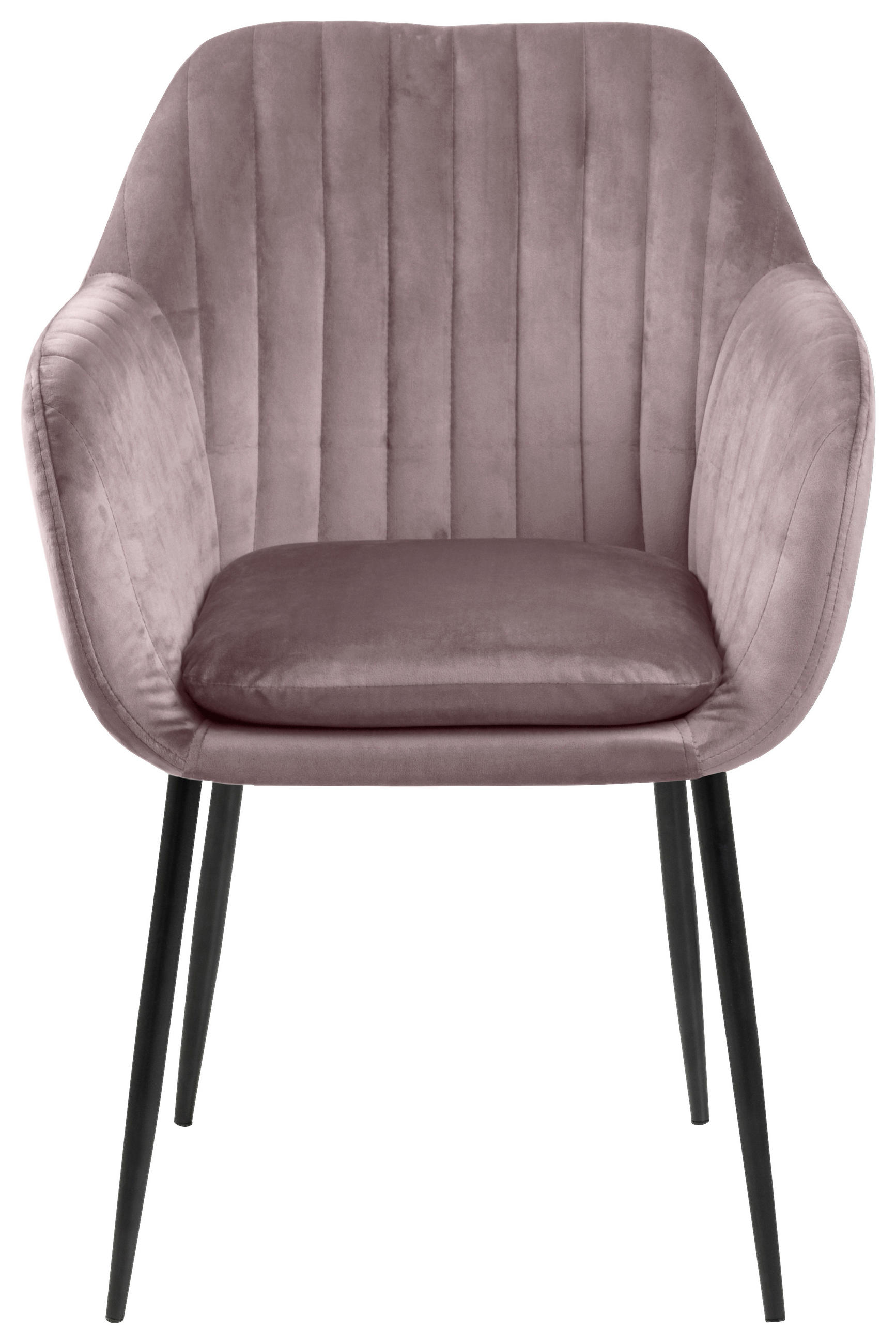 ARMLEHNSTUHL Velours Schwarz, Altrosa - Schwarz/Altrosa, Trend, Textil/Metall (57/83/59cm) - Ambia Home
