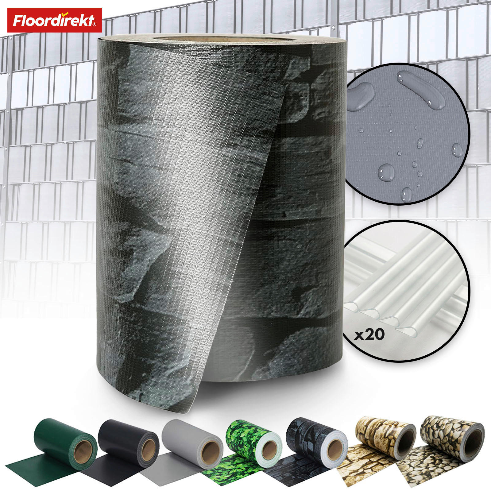 Floordirekt Sichtschutz PVC-Sichtschutzstreifen Grau, Dunkelgrau 19x3500 cm