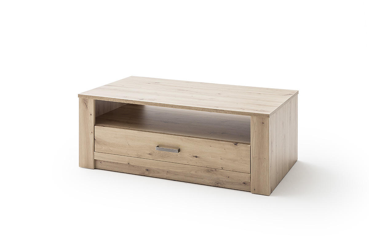 COUCHTISCH in Holzwerkstoff 115/70/45 cm  - Eichefarben/Nickelfarben, Design, Holzwerkstoff/Metall (115/70/45cm) - Livetastic