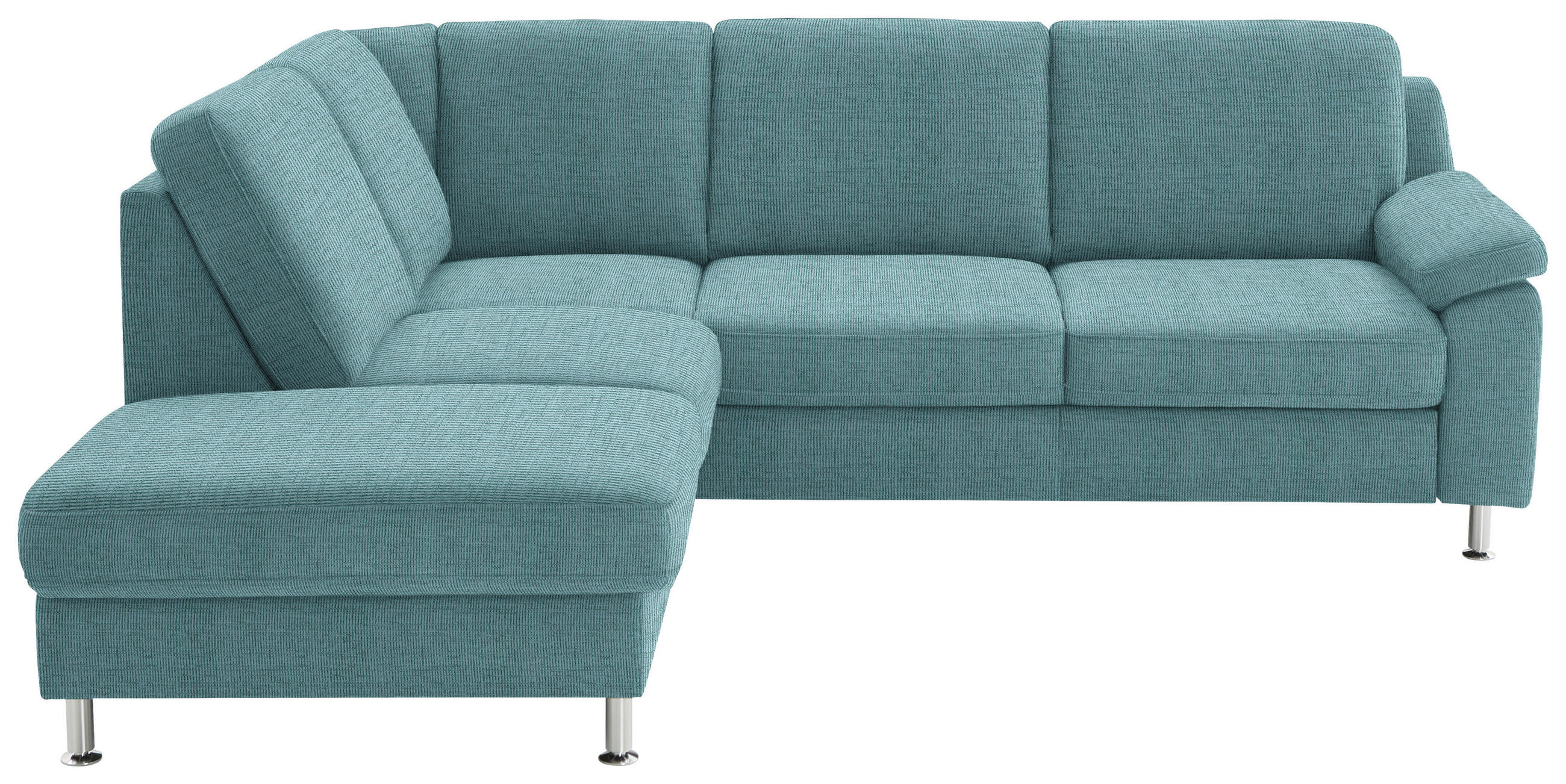 ECKSOFA in Webstoff Türkis  - Türkis/Alufarben, Konventionell, Textil/Metall (200/241cm) - Beldomo System