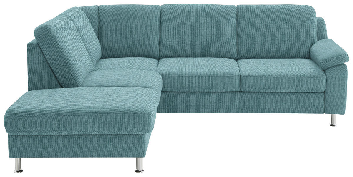 ECKSOFA in Webstoff Türkis  - Türkis/Alufarben, Konventionell, Textil/Metall (200/241cm) - Beldomo System