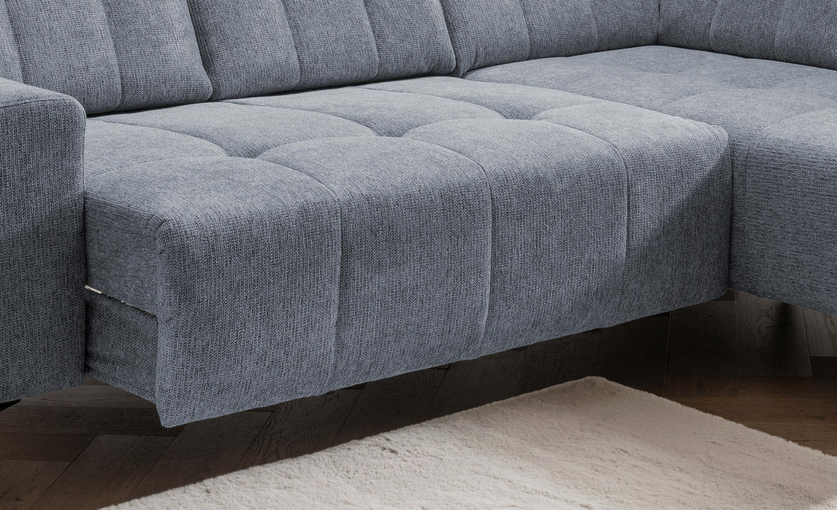 ECKSOFA in Chenille Hellblau  - Schwarz/Hellblau, Modern, Textil/Metall (261/200cm) - Livetastic