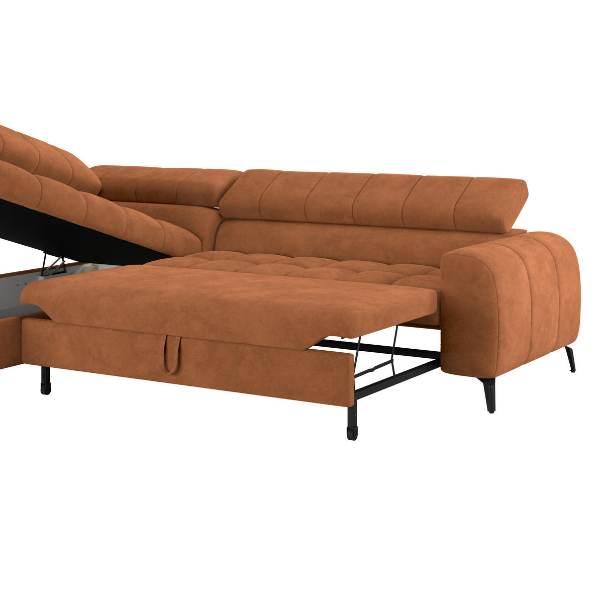 ECKSOFA Rostfarben  - Rostfarben/Schwarz, Trend, Kunststoff/Textil (203/261cm) - Livetastic