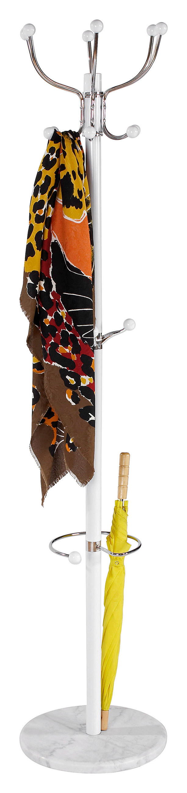 Kleiderständer Mecki Weiß Haken + Schirmhalter H: 176 cm