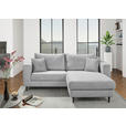 ECKSOFA Hellgrau Cord  - Hellgrau/Schwarz, KONVENTIONELL, Holz/Textil (212/155cm) - Carryhome