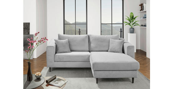 ECKSOFA Hellgrau Cord  - Hellgrau/Schwarz, KONVENTIONELL, Holz/Textil (212/155cm) - Carryhome