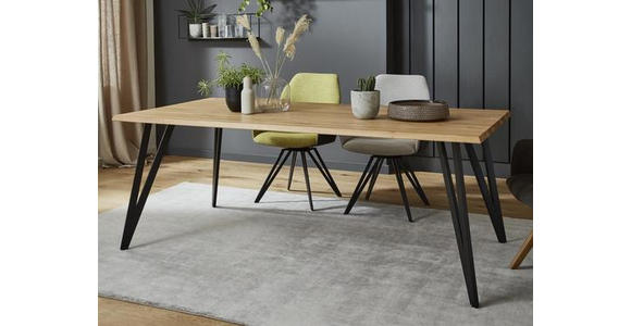 ESSTISCH in Holz, Metall 160/90/76 cm - Eichefarben/Schwarz, Design, Holz/Metall (160/90/76cm) - Valnatura