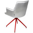 ARMLEHNSTUHL  in Eisen Lederlook  - Rot/Silberfarben, Design, Textil/Metall (59/89,5/63cm) - Novel