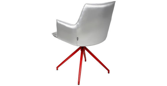 ARMLEHNSTUHL  in Eisen Lederlook  - Rot/Silberfarben, Design, Textil/Metall (59/89,5/63cm) - Novel
