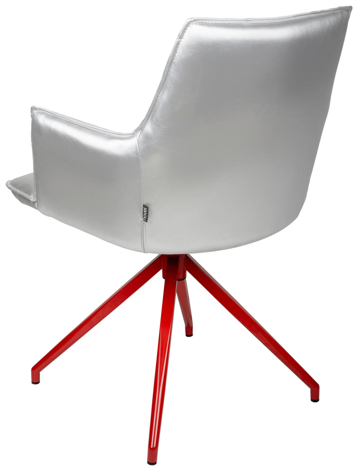 ARMLEHNSTUHL  in Eisen Lederlook  - Rot/Silberfarben, Design, Textil/Metall (59/89,5/63cm) - Novel