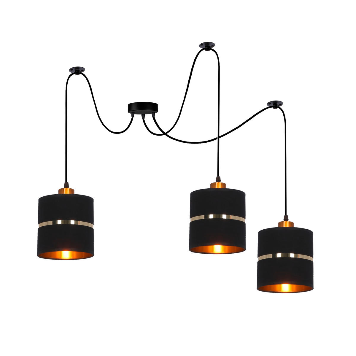 PENDELLAMPA Assam 120/120/100 cm  - svart/guldfärgad, Klassisk, metall/plast (120/120/100cm)