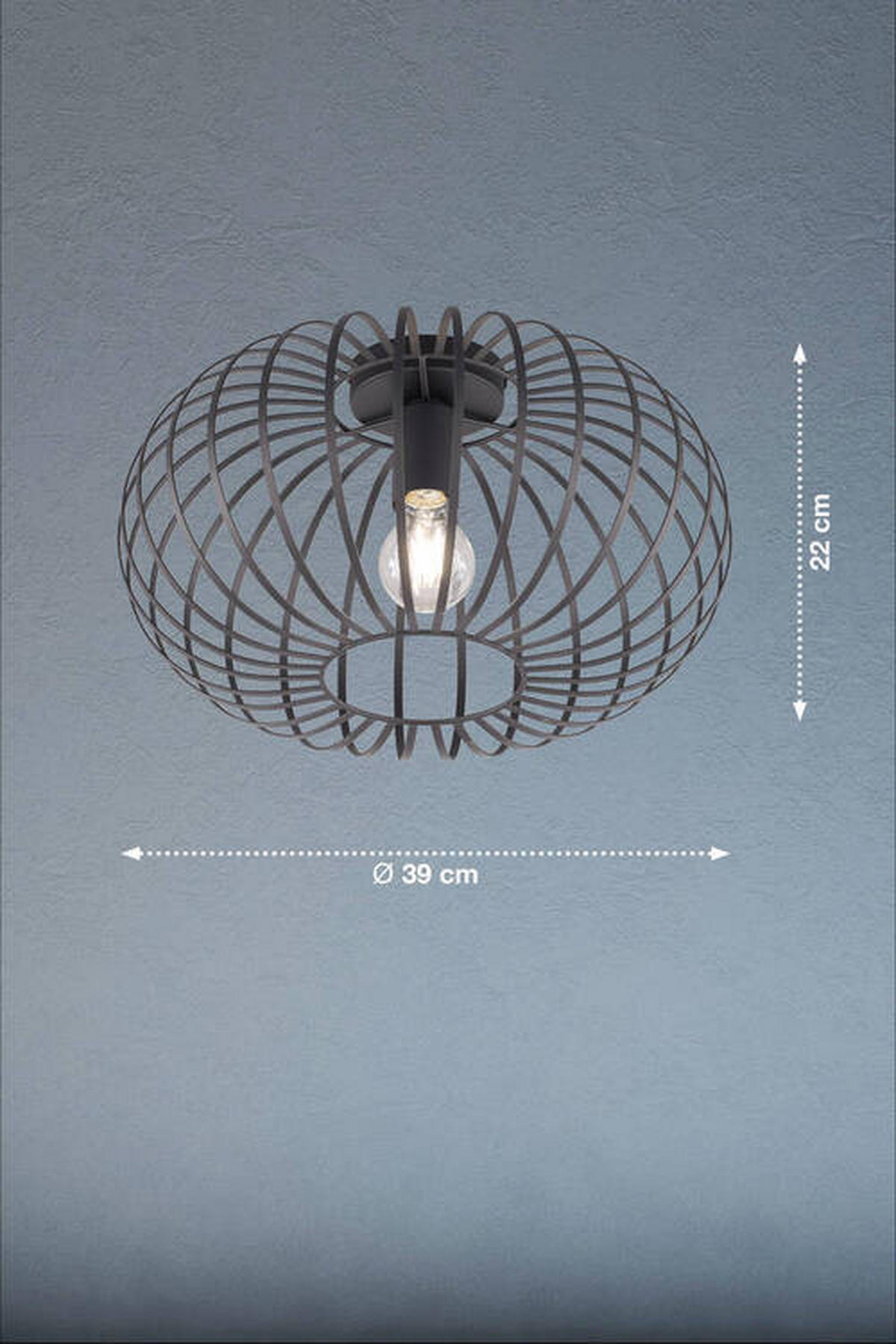 STROPNA SVETILKA Mocca 39/22 cm   - črna, Trend, kovina (39/22cm)