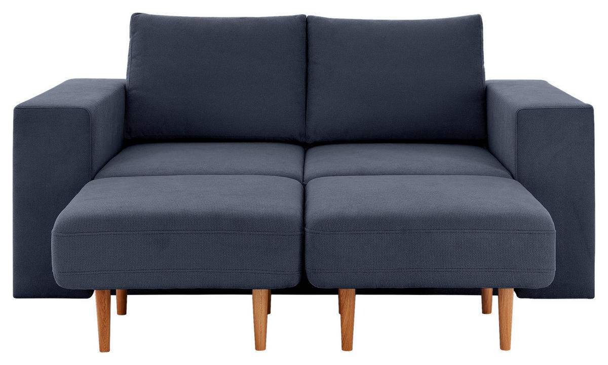 DREISITZER-SOFA inkl. Hocker Webstoff Dunkelblau  - Eichefarben/Dunkelblau, Design, Holz/Textil (212/96/107cm) - LOOKS by W.Joop