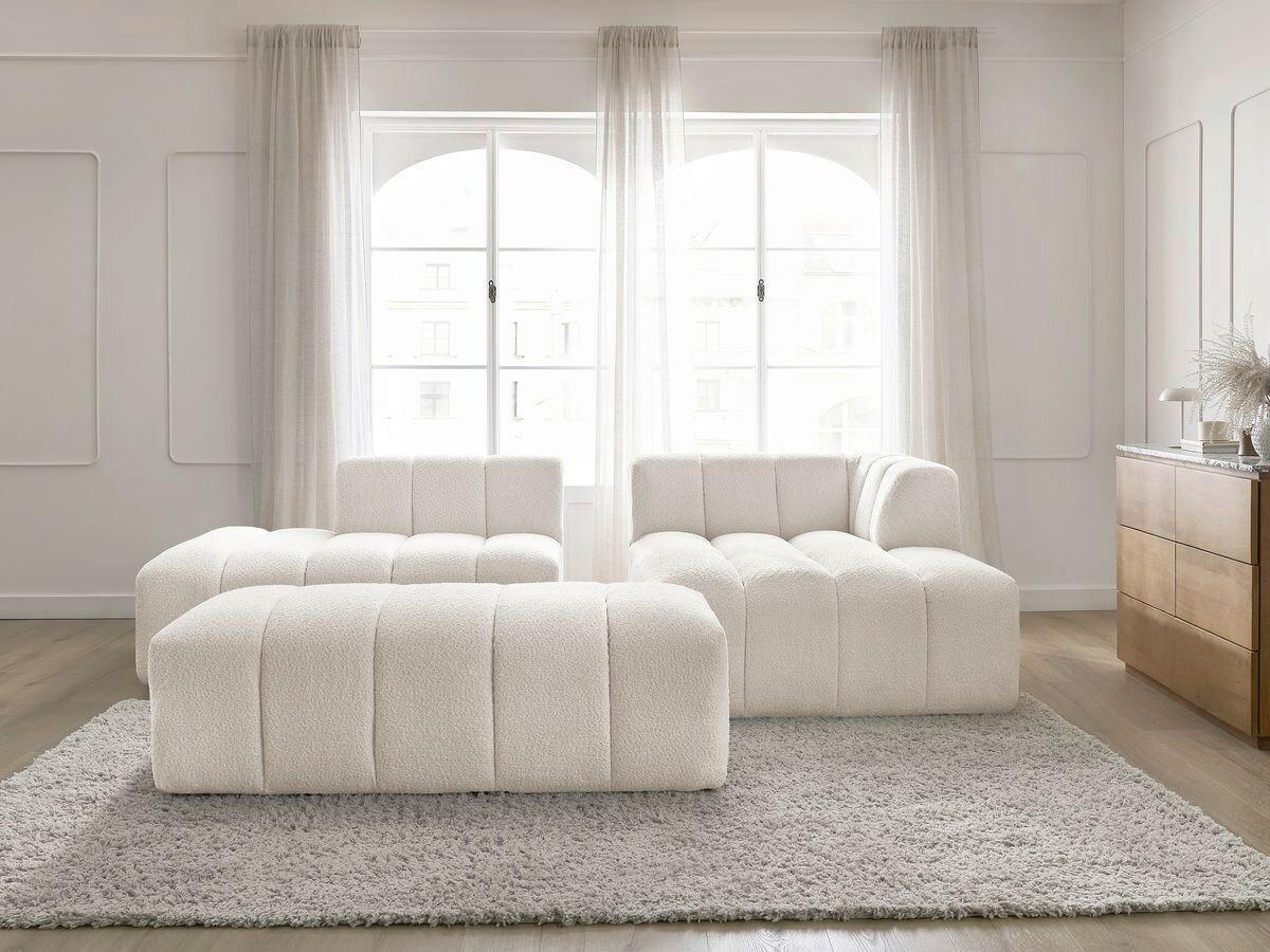 ECKSOFA  ANNECY Weiß Bouclé  - Schwarz/Weiß, MODERN, Kunststoff/Textil (262/170cm)
