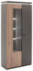 VITRINE Grau, Eichefarben Befestigungsmaterial, Einlegeböden, Oberplattenbeleuchtung  - Eichefarben/Anthrazit, Design, Glas/Holzwerkstoff (88/198/38cm) - Carryhome