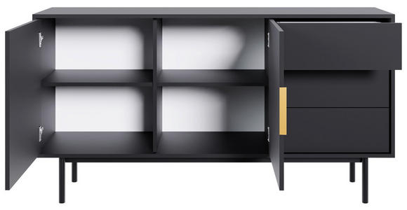 SIDEBOARD Viva in 154/82/39 cm - Goldfarben/Schwarz, Design, Holzwerkstoff/Metall (154/82/39cm) - Xora