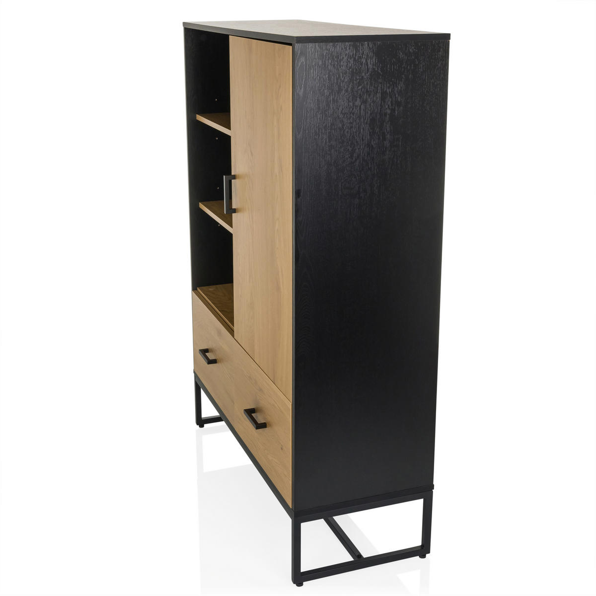 HIGHBOARD  in 100/140/40 cm  - Eichefarben/Schwarz, MODERN, Holzwerkstoff/Metall (100/140/40cm) - MID.YOU