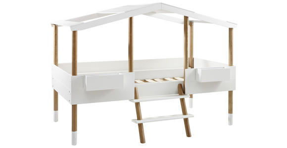 HAUSBETT Leiter, Lattenrost 90/190/200 cm - Naturfarben/Weiß, Design, Holz/Holzwerkstoff (90/190/200cm) - Xora