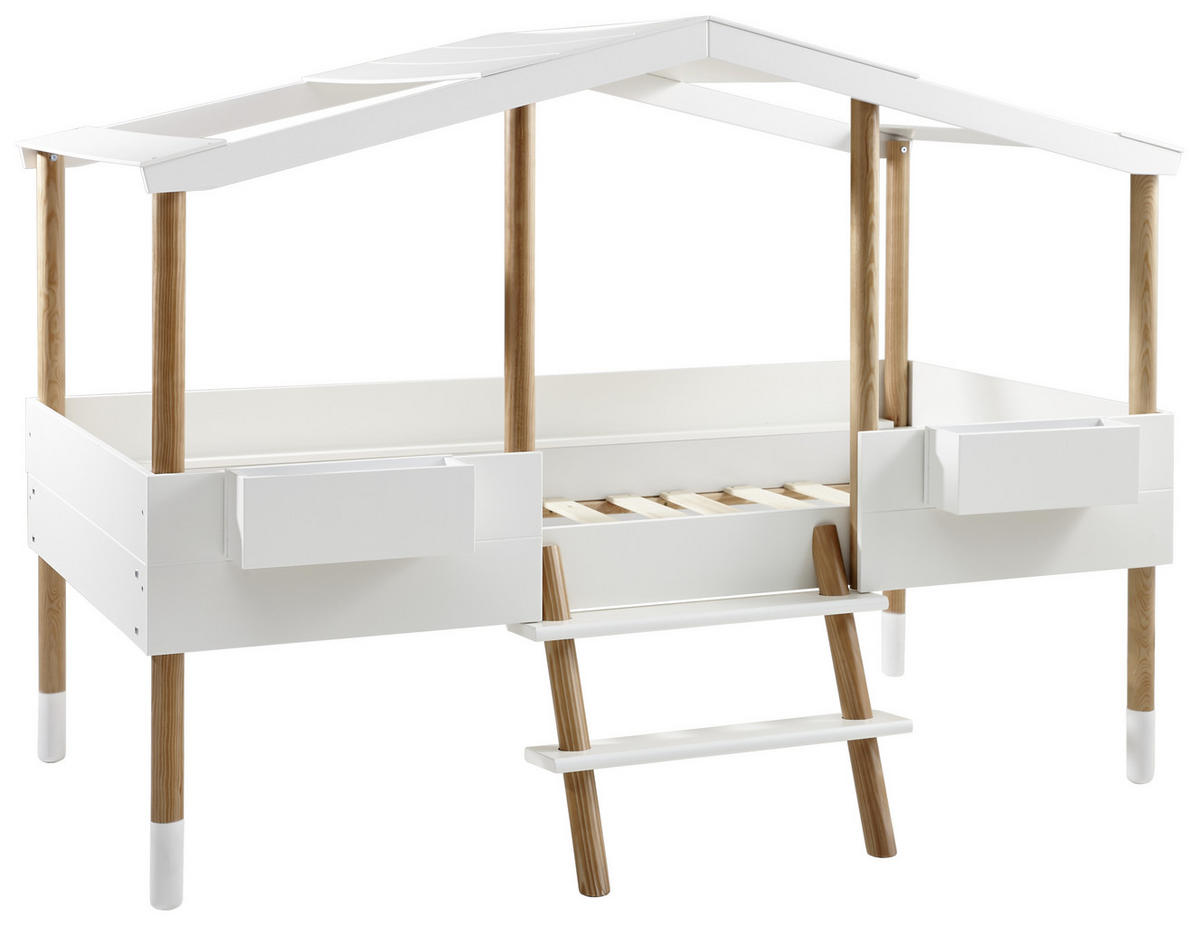 HAUSBETT Leiter, Lattenrost 90/190/200 cm  - Naturfarben/Weiß, Design, Holz/Holzwerkstoff (90/190/200cm) - Xora
