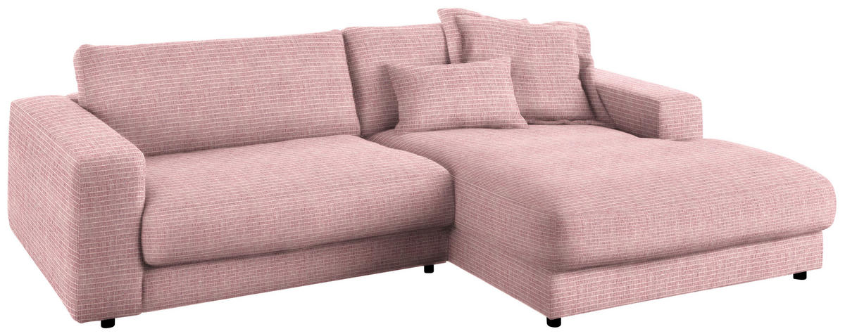ECKSOFA in Chenille Rosa  - Schwarz/Rosa, Design, Kunststoff/Textil (270/190cm) - Lomoco