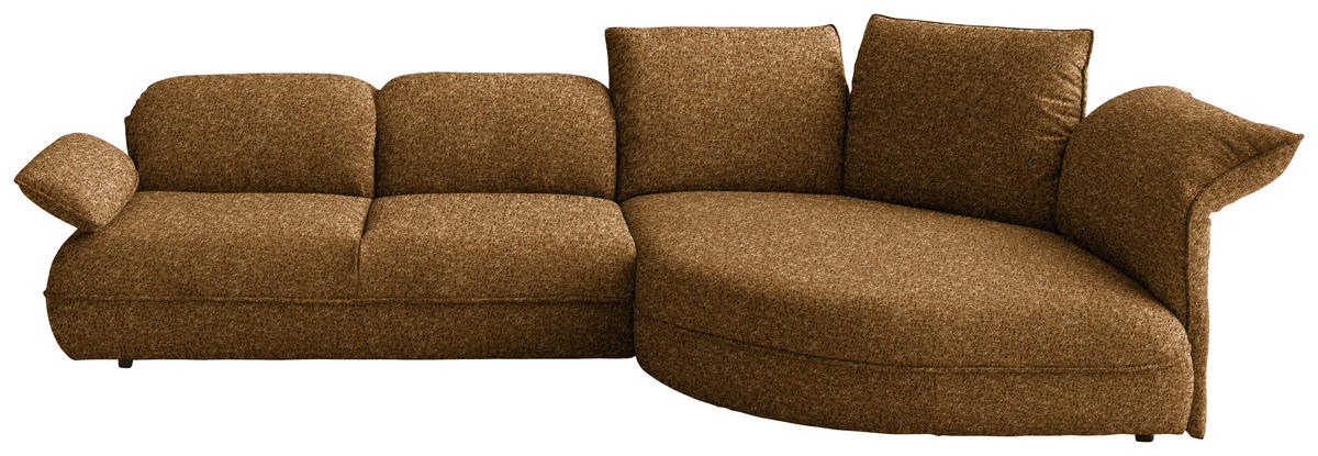 ECKSOFA Chenille Cognac  - Cognac/Schwarz, Design, Kunststoff/Textil (343/154cm) - Koinor